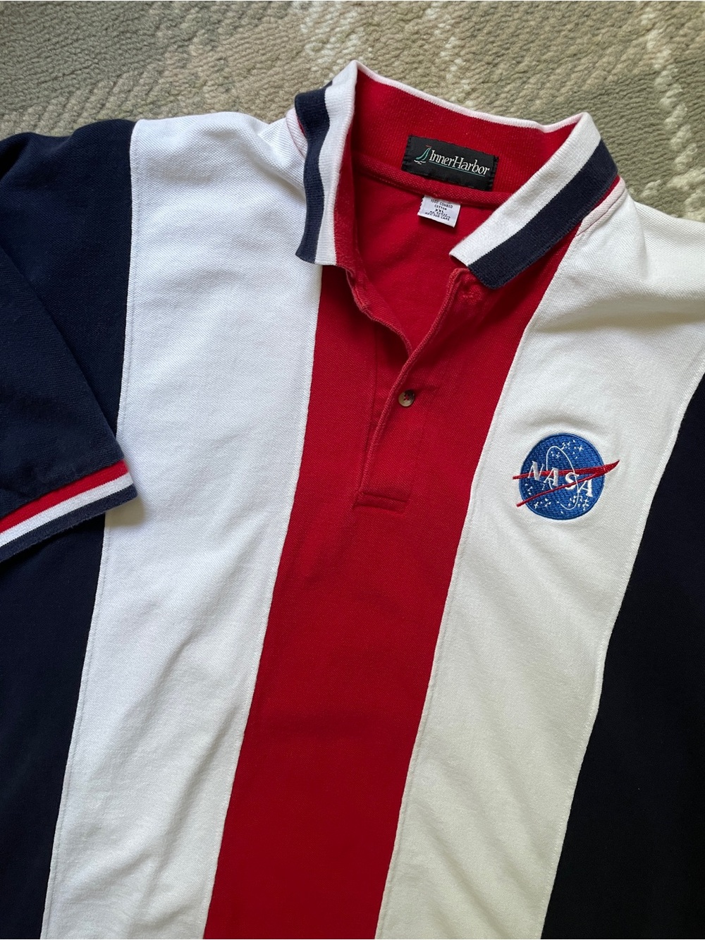 VTG NASA Inner Harbor cotton colorblock polo XXL